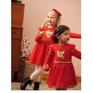 Primark Girls Holiday Tulle Sequin Reindeer Christmas Dress